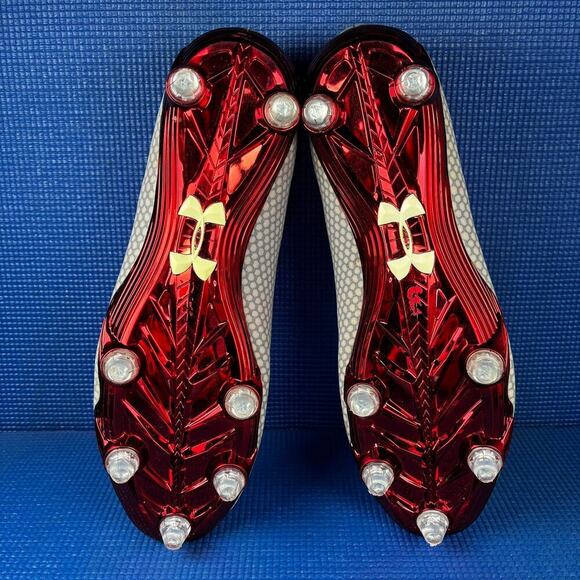 🔴 UNDER ARMOUR TEAM NITRO LOW Men`s Size 12 Grey Red Soccer Cleats 1291122-101 - Picture 7 of 8